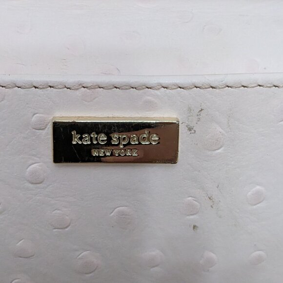 Kate Spade New York Leather Bow Wallet Wristlet Clutch Cream Retractable Strap - Picture 3 of 11
